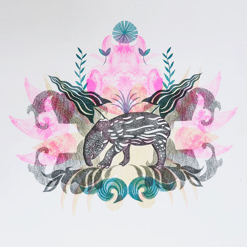 Malayan Tapir Risograph Print