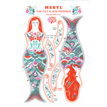 Load image into Gallery viewer, Meryl The Mermaid Tea Towel / Cut and Sew Kit - A silkscreen design