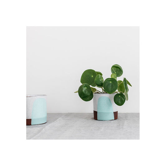 Splash Terracotta Small Plant Pot in Celeste
