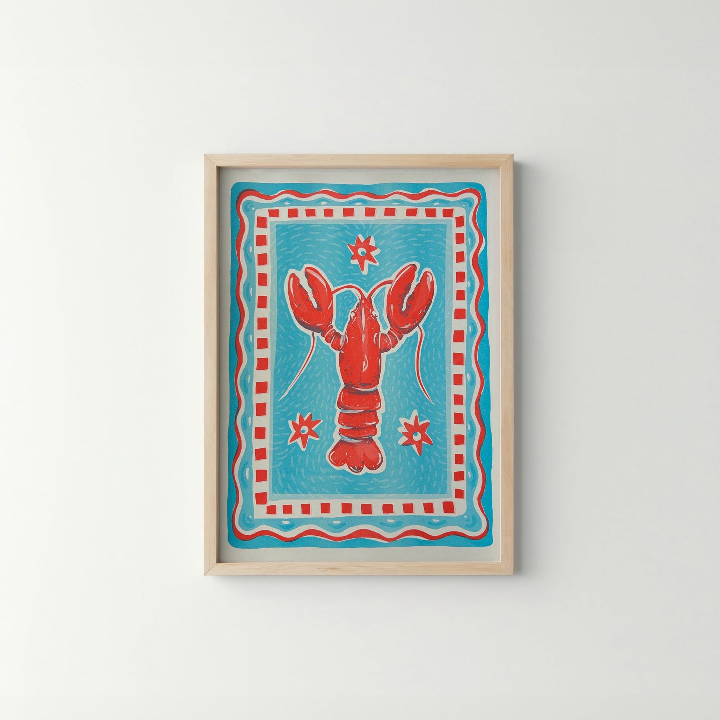 Paradise Lobster in Turquoise and Red