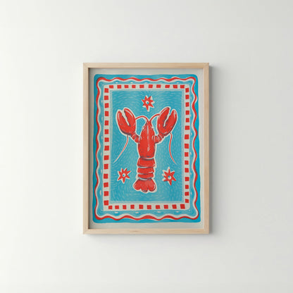 Paradise Lobster in Turquoise and Red