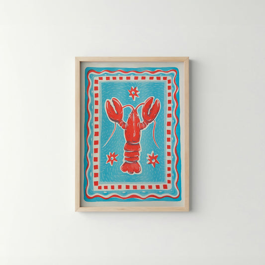 Paradise Lobster in Turquoise and Red