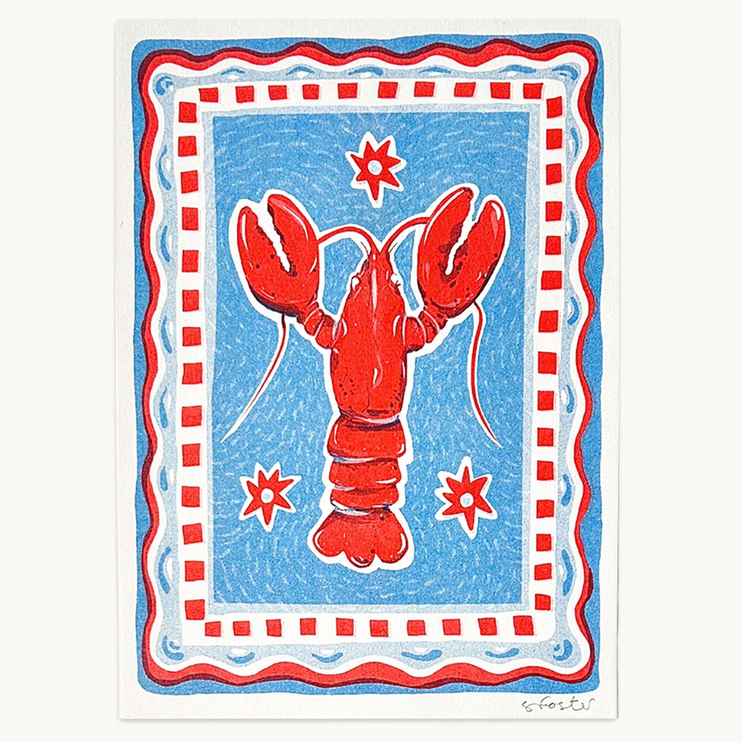 Paradise Lobster in Blue and Red