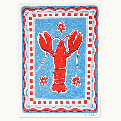 Paradise Lobster in Blue and Red