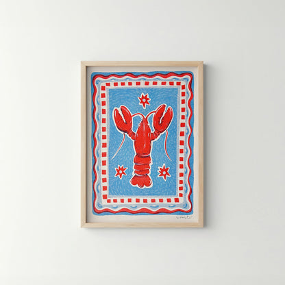 Paradise Lobster in Blue and Red