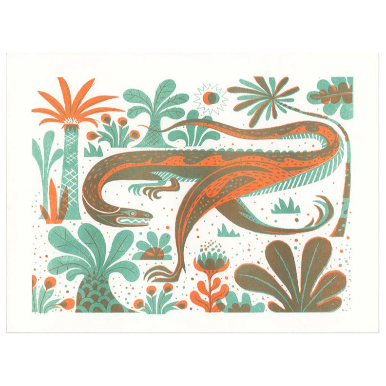 Running Dinosaur with Plants Print