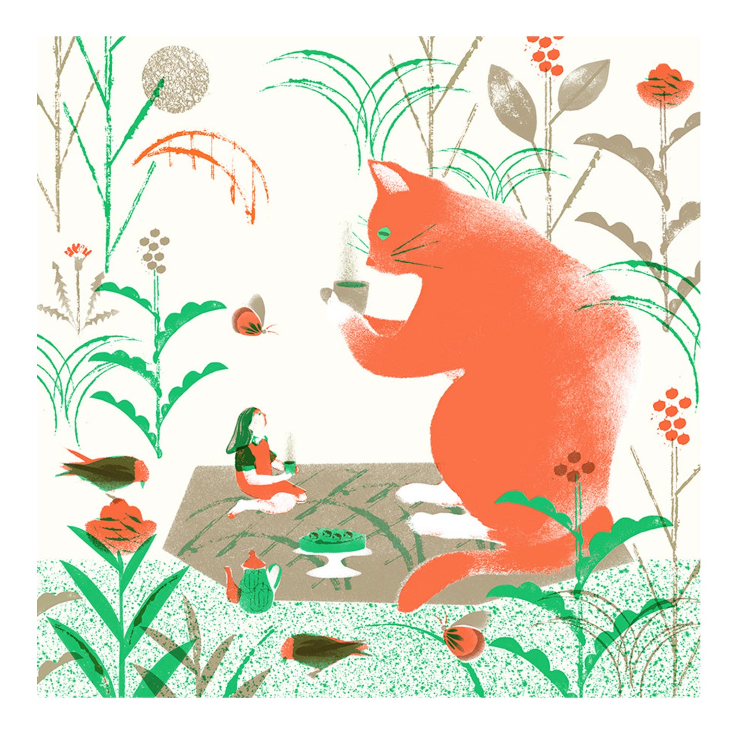 In the Cat's Garden Greeting Card