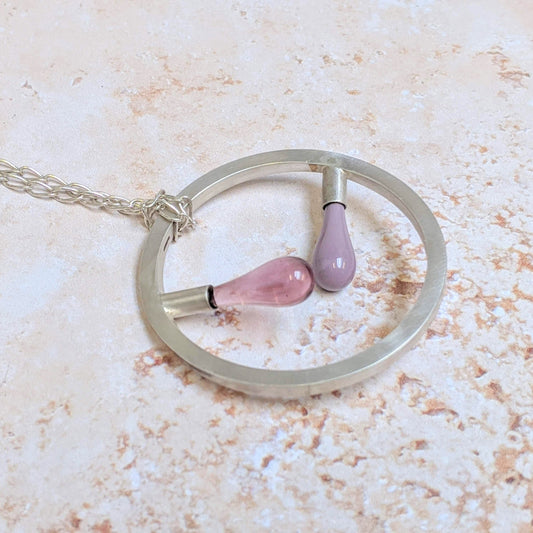 Twist Droplet Necklace with Two Drops