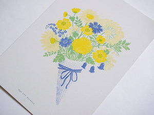 May Day Flowers Risograph Print