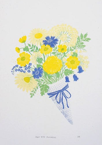 May Day Flowers Risograph Print