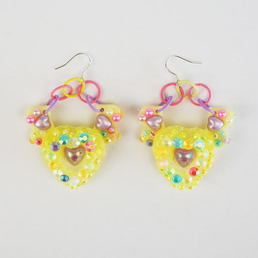 Lemon Heart Statement Earrings
