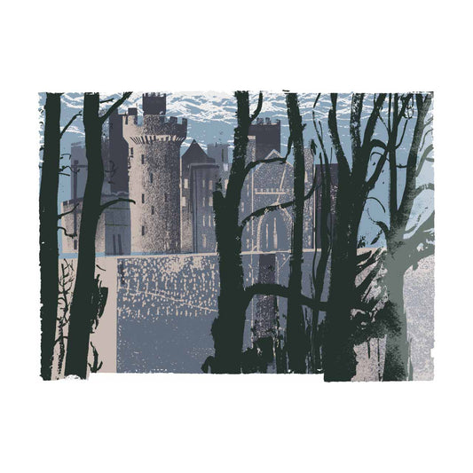 Arundel Through Trees in Blue Print