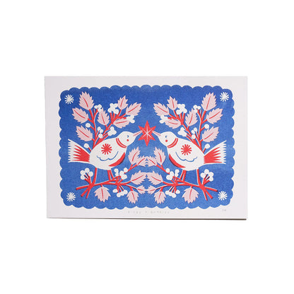 Birds + Berries Risograph Print