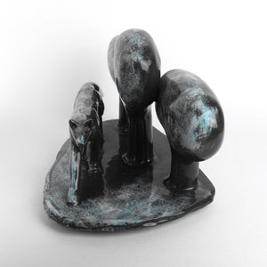 'Big Blue Wolf' Ceramic Sculpture