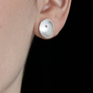 Single Large Seed Silver Stud Earrings