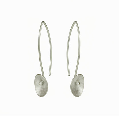 Small Seed Silver Long Wire Earrings