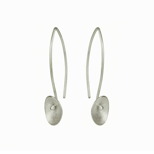 Small Seed Silver Long Wire Earrings