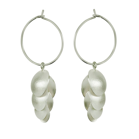 Triple Seed Pod Silver Hoop Earrings