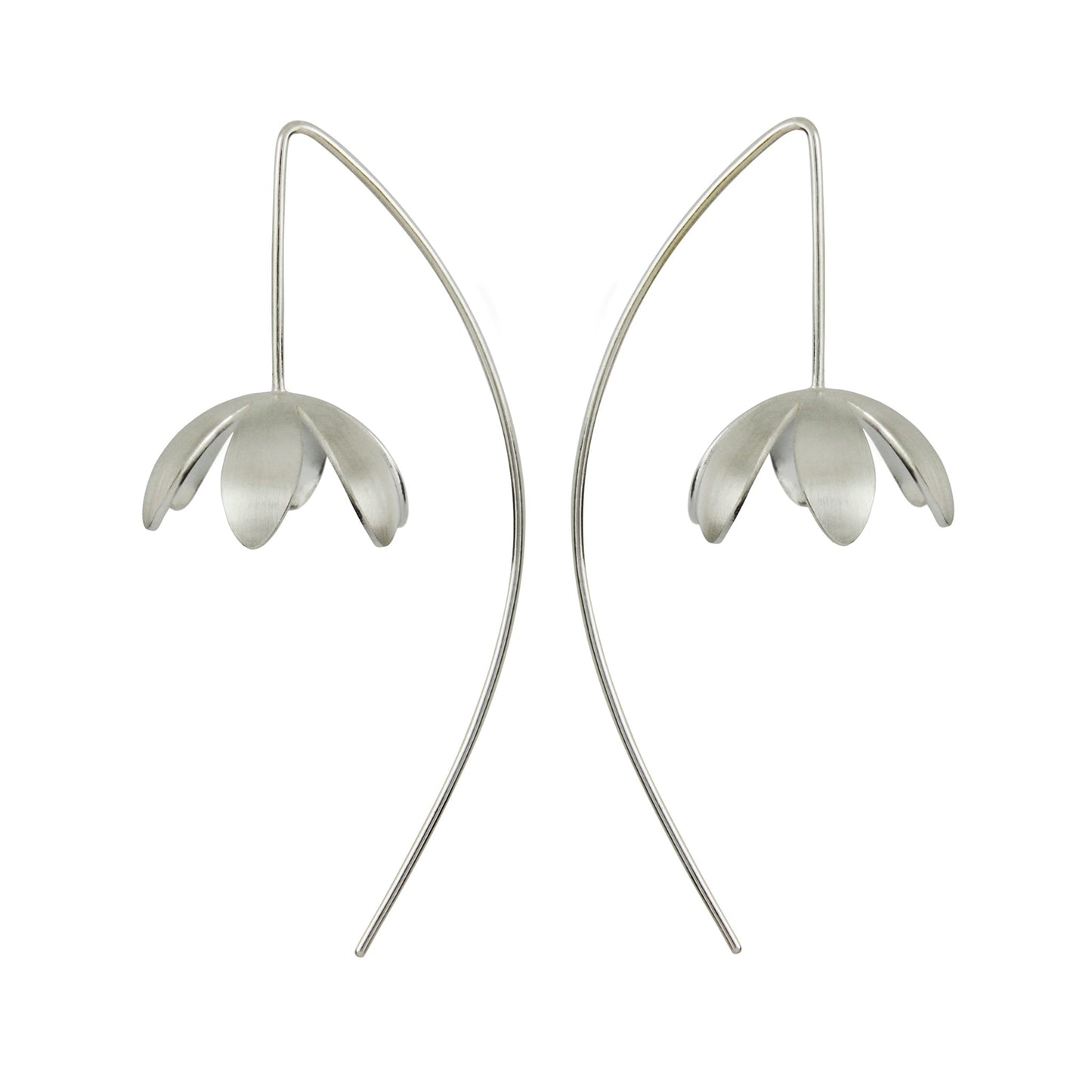 Daisy Silver Long Wire Earrings