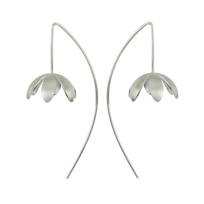 Daisy Silver Long Wire Earrings