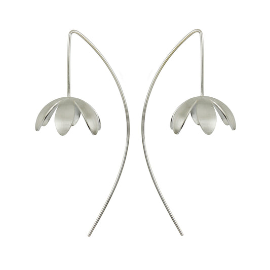 Daisy Silver Long Wire Earrings