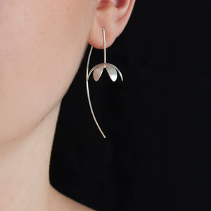 Daisy Silver Long Wire Earrings