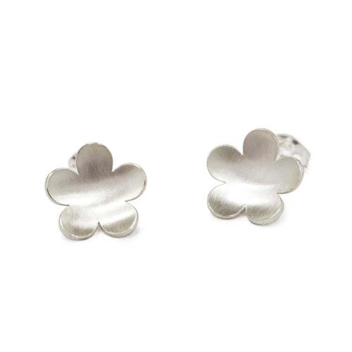 Buttercup Flower Silver Stud Earrings