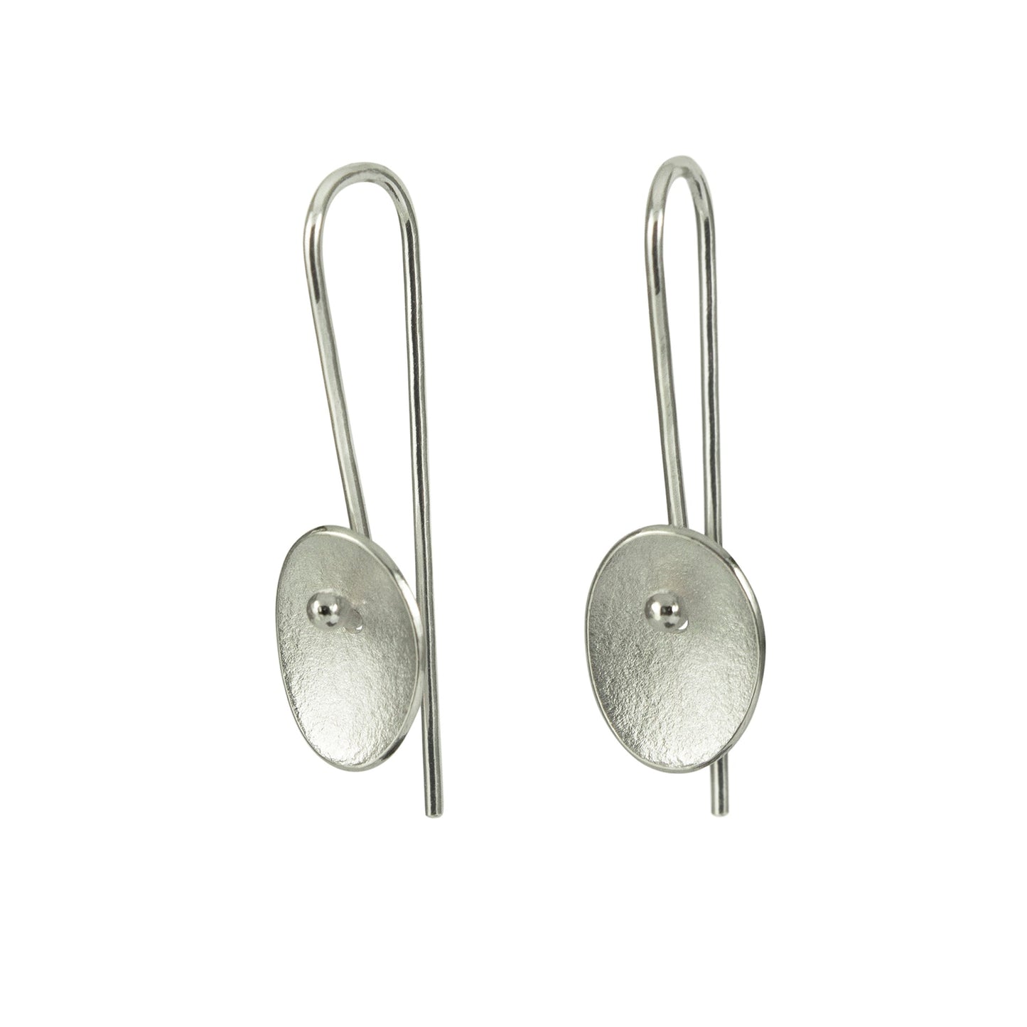 Small Petal Silver Long Wire Earrings