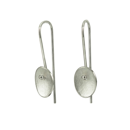 Small Petal Silver Long Wire Earrings
