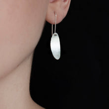 Load image into Gallery viewer, Olive Leaf Silver Long Wire Earrings