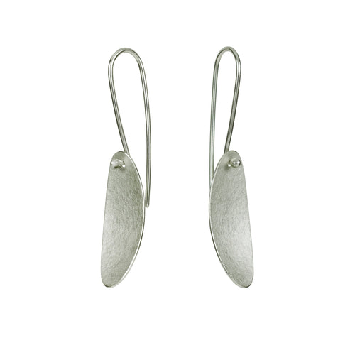 Olive Leaf Silver Long Wire Earrings