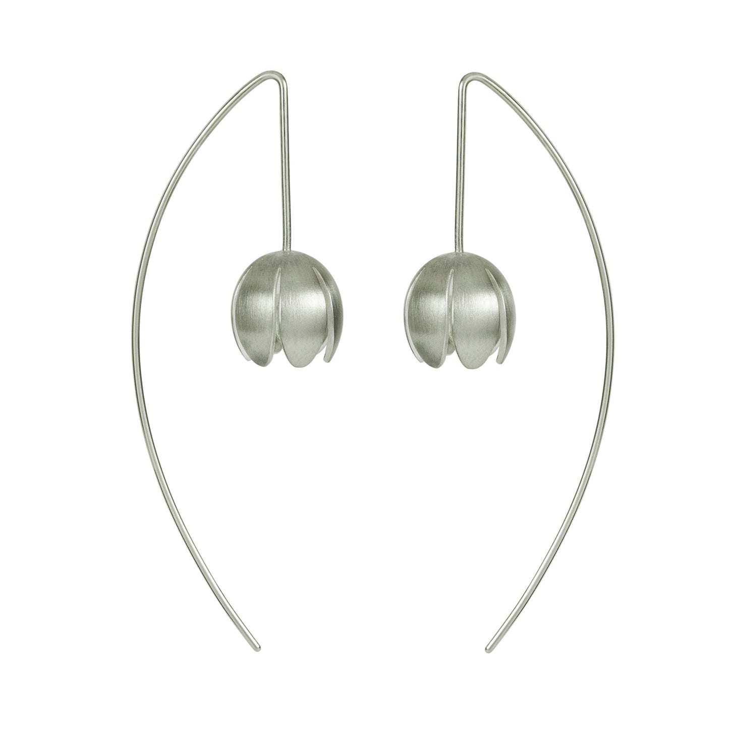 Crocus Silver Long Wire Earrings