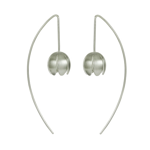 Crocus Silver Long Wire Earrings