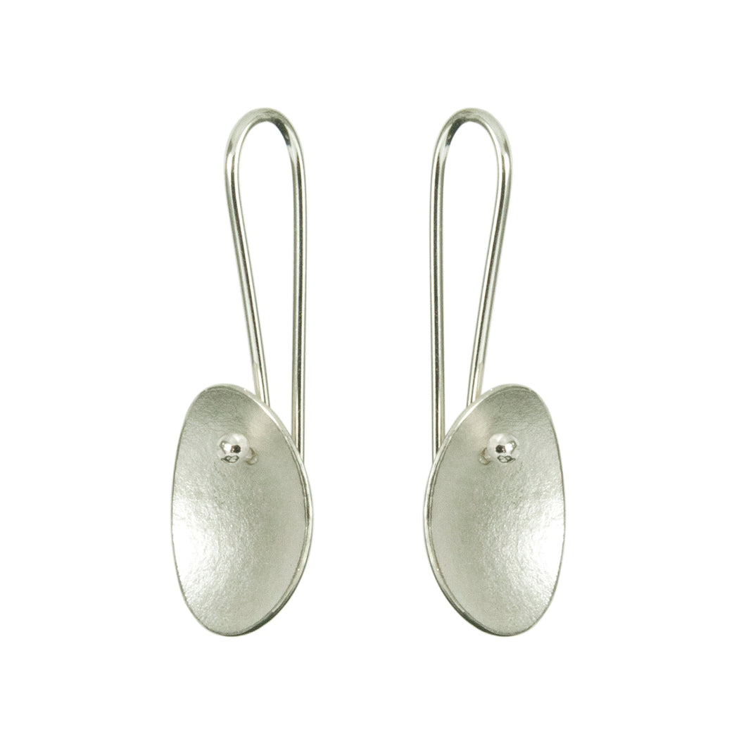Large Petals Silver Long Wire Earrings