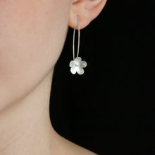 Load image into Gallery viewer, Large Blossom Silver Long Wire Earrings