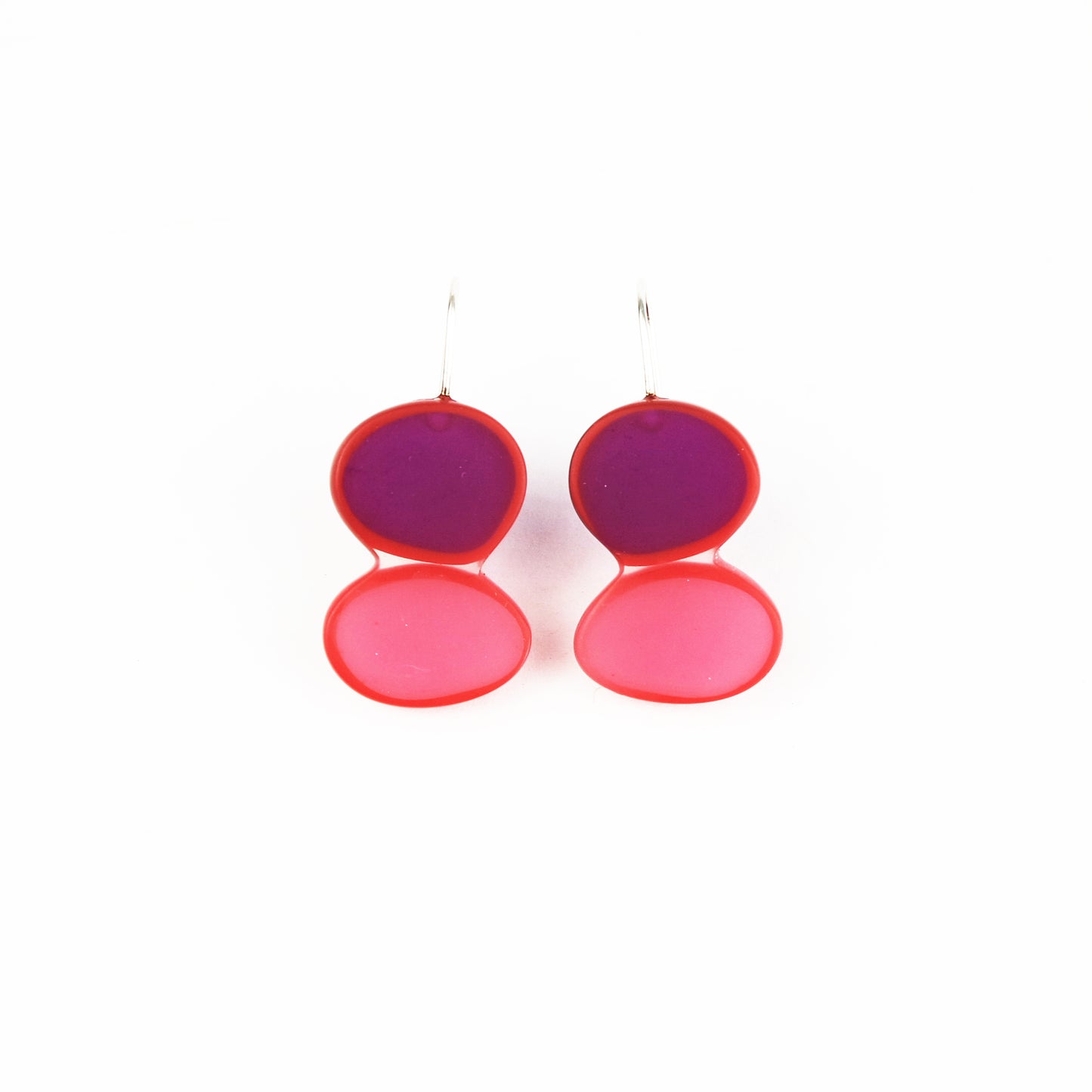 Two Ovals Resin Earrings in Purple and Pink