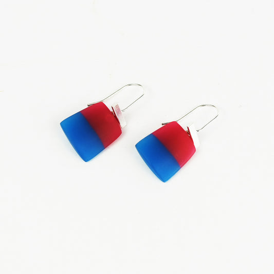 Square Resin Earrings in Blue and Pink