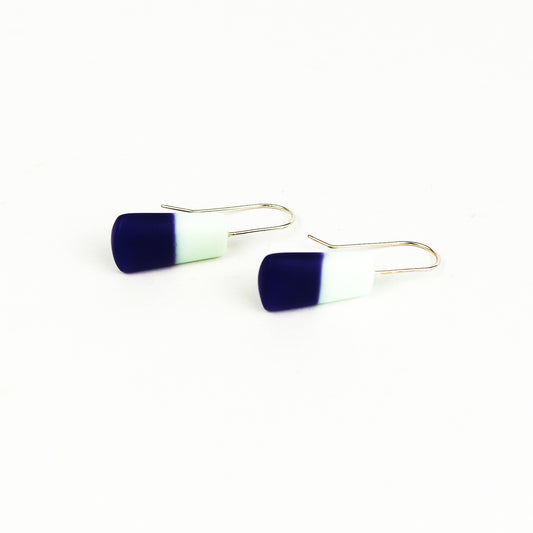 Tapered Resin Earrings in Pale Green and Purple
