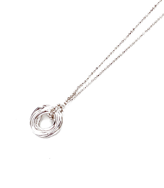 Pond Ripple Disc Necklace in Silver