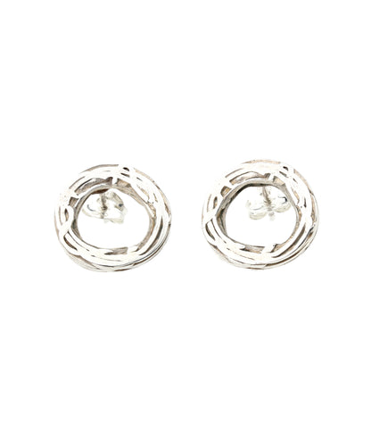 Pond Ripple Disc Stud Earrings in Silver