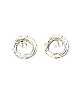 Pond Ripple Disc Stud Earrings in Silver