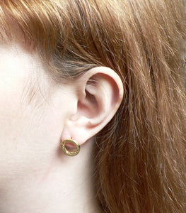 Pond Ripple Disc Stud Earrings in Yellow Gold