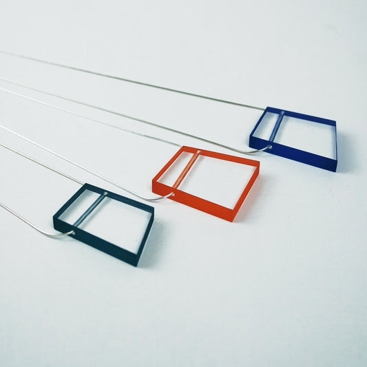 Block Acrylic Necklace in Orange