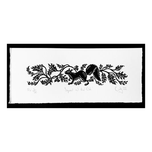 Squirrel and Red Oak Print