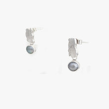 Load image into Gallery viewer, White Coral Beach Small Hanging Earrings Grey Pearl