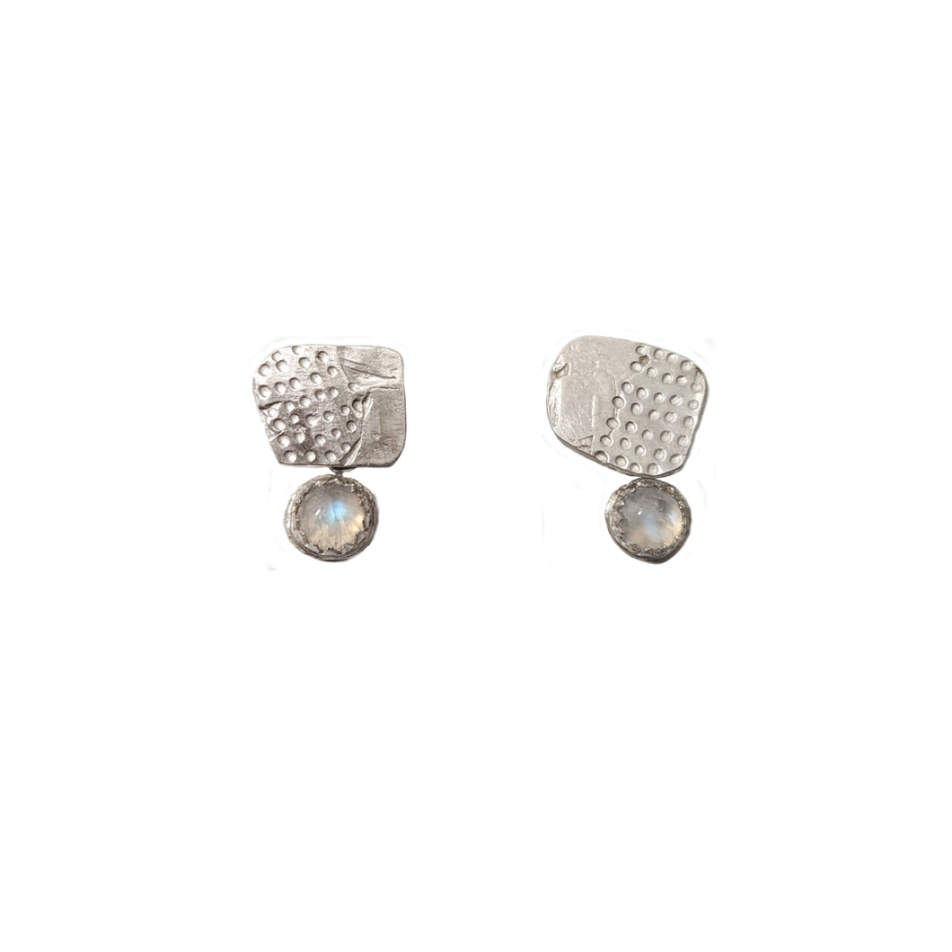 White Coral Beach Small Hanging Earrings Moonstone