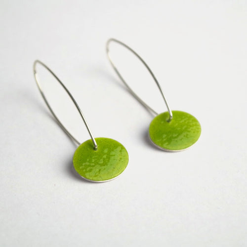 Oval Dangle Earrings in Yellow Green