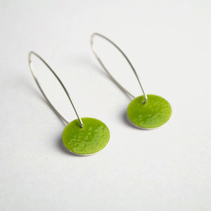 Oval Dangle Earrings in Yellow Green