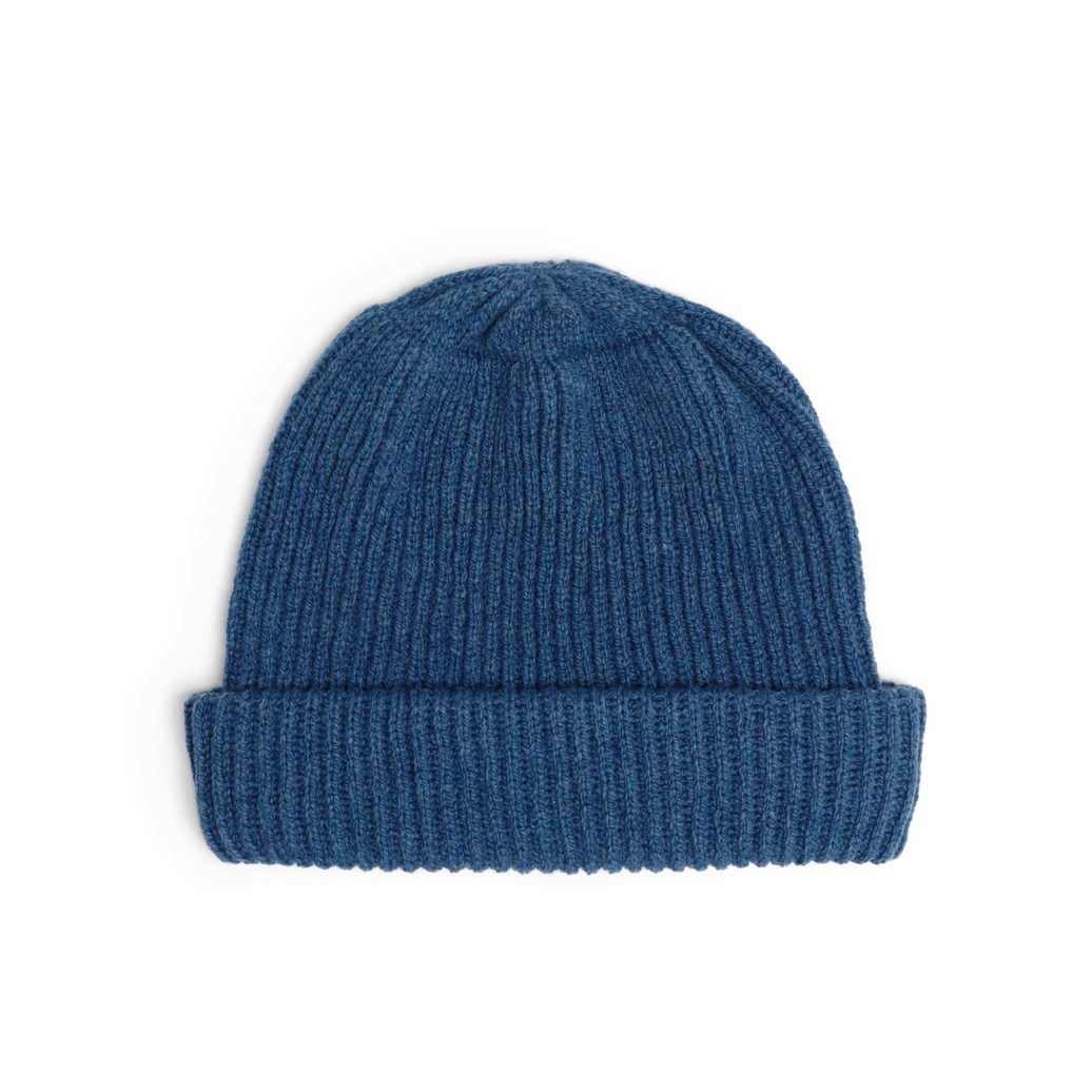 Fisherman's Rib Long Beanie in Denim Blue