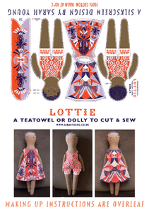 Lottie Doll Tea Towel / Cut and Sew Kit - A silkscreen design
